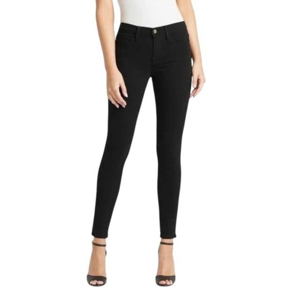 FRAME Denim ✘ Le Skinny de Jeanne Mid Rise Black Skinny Jeans Stretch Size 29